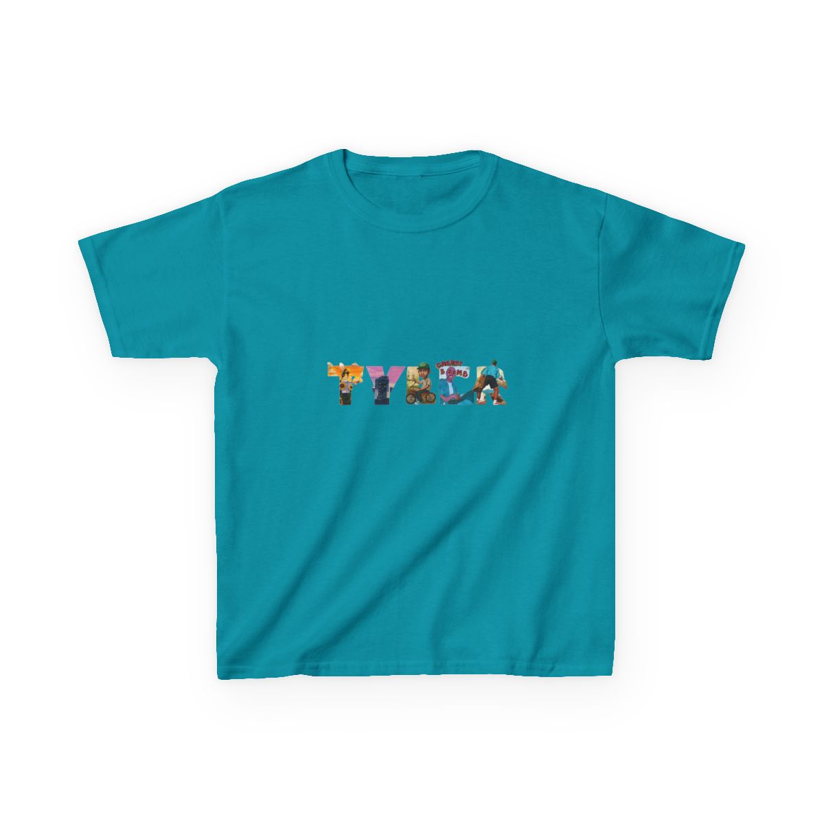 Tyler The Creator Album Eras Typography Kids T-Shirt | Tyler, The Creator - alternate angle 2, merchandise